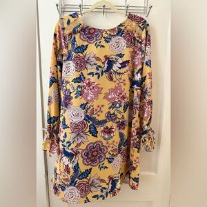 Xhilaration Yellow Floral Long Sleeve Dress